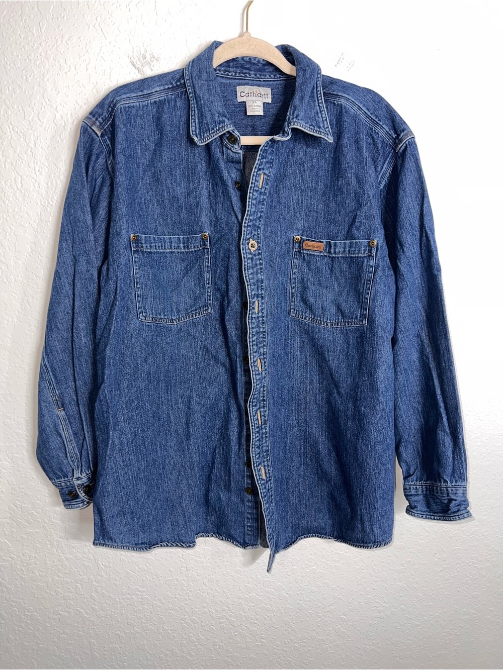 Carhartt Denim Shirt Mens XL Workwear Long Sleeve Button Down Chambray Jean H